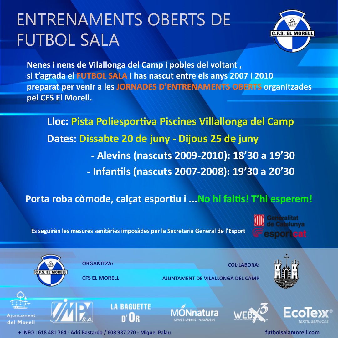 JORNADES D’ENTRENAMENTS OBERTS 20 i 25 de juny !